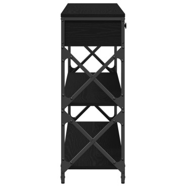 vidaXL Κονσόλα Μαύρη Δρυς 100x28x75cm Επεξεργασμένου Ξύλου & Ατσαλιού 1 τεμ.
