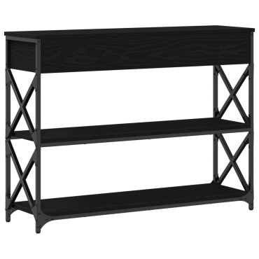 vidaXL Κονσόλα Μαύρη Δρυς 100x28x75cm Επεξεργασμένου Ξύλου & Ατσαλιού 1 τεμ.