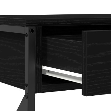 vidaXL Κονσόλα Μαύρη Δρυς 100x28x75cm Επεξεργασμένου Ξύλου & Ατσαλιού 1 τεμ.