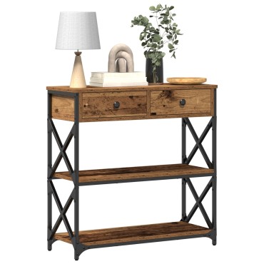 vidaXL Κονσόλα Ξύλου 75x28x75cm Κατασκευασμένο από ξύλο και ατσάλι 1 τεμ.