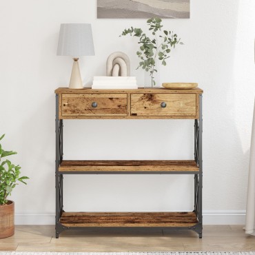 vidaXL Κονσόλα Ξύλου 75x28x75cm Κατασκευασμένο από ξύλο και ατσάλι 1 τεμ.