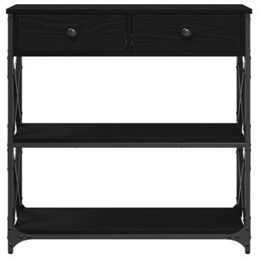 vidaXL Τραπέζι κονσόλας Μαύρη Δρυς 75x28x75cm Κατασκευασμένο ξύλο και ατσάλι 1 τεμ.