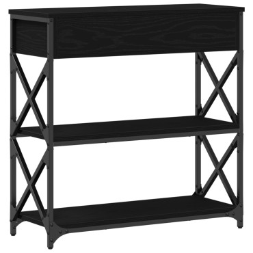 vidaXL Τραπέζι κονσόλας Μαύρη Δρυς 75x28x75cm Κατασκευασμένο ξύλο και ατσάλι 1 τεμ.