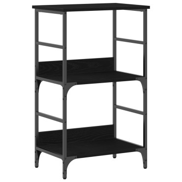 Βιβλιοθήκη vidaXL Μαύρη Δρυς 50x33x82cm Επεξεργασμένο Ξύλο και Χάλυβας 1 τεμ.