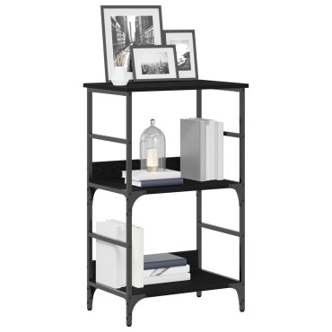 Βιβλιοθήκη vidaXL Μαύρη Δρυς 50x33x82cm Επεξεργασμένο Ξύλο και Χάλυβας 1 τεμ.