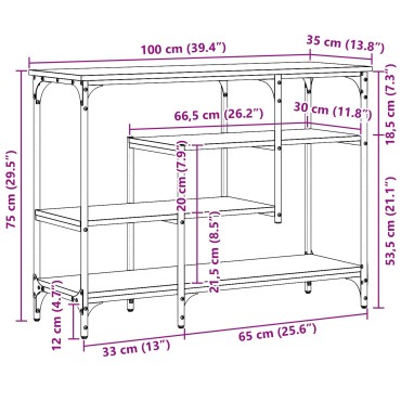 vidaXL Κονσόλα Artisan Oak 100x35x75cm Επεξεργασμένου Ξύλου & Χάλυβα 1 τεμ.