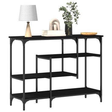 vidaXL Κονσόλα Μαύρη Δρυς 100x35x75cm Επεξεργασμένο Ξύλο και Ατσάλι 1 τεμ.