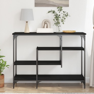 vidaXL Κονσόλα Μαύρη Δρυς 100x35x75cm Επεξεργασμένο Ξύλο και Ατσάλι 1 τεμ.