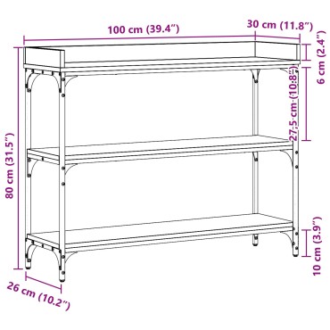 vidaXL Κονσόλα από Ξύλο με Διαστάσεις 100x30x80cm, Από Μηχανικά Ξύλα και Σίδερο 1 τεμ.