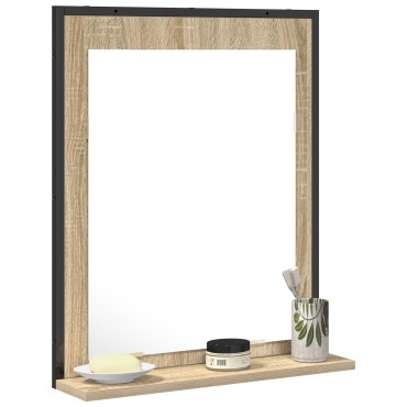 Καθρέφτης μπάνιου vidaXL με ράφι Sonoma Oak 50x12x60cm Επεξεργασμένο ξύλο