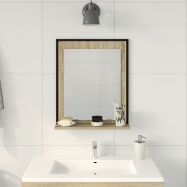 Καθρέφτης μπάνιου vidaXL με ράφι Sonoma Oak 50x12x60cm Επεξεργασμένο ξύλο
