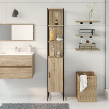 vidaXL Ντουλάπι Μπάνιου Sonoma Oak 33x33x185,5cm Επεξεργασμένο ξύλο 1 τεμ.
