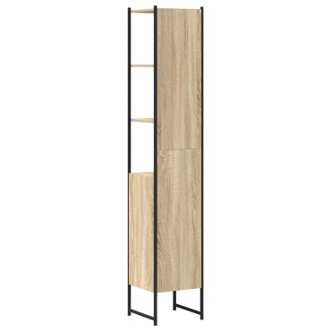 vidaXL Ντουλάπι Μπάνιου Sonoma Oak 33x33x185,5cm Επεξεργασμένο ξύλο 1 τεμ.