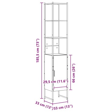 vidaXL Ντουλάπι Μπάνιου Sonoma Oak 33x33x185,5cm Επεξεργασμένο ξύλο 1 τεμ.