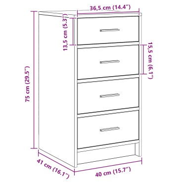 vidaXL Μπουφές Λευκό 40x41x75cm Επεξεργασμένου Ξύλου 1 τεμ.