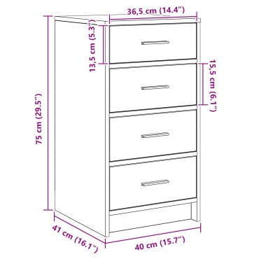 vidaXL Μπουφές Μαύρης Δρυός 40x41x75cm Επεξεργασμένο Ξύλο 1 τεμ.
