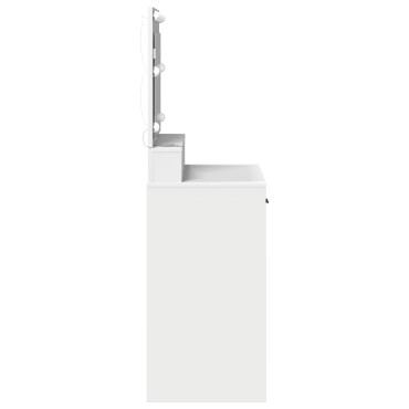 vidaXL Επιτραπέζιο με LED Φώτα, Λευκό, 79x41x135 εκ