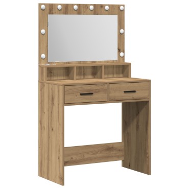 Καθρέπτης Μακιγιάζ με LED Φώτα vidaXL σε Artisan Oak 79x41x135cm