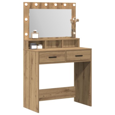 Καθρέπτης Μακιγιάζ με LED Φώτα vidaXL σε Artisan Oak 79x41x135cm