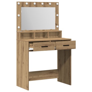 Καθρέπτης Μακιγιάζ με LED Φώτα vidaXL σε Artisan Oak 79x41x135cm