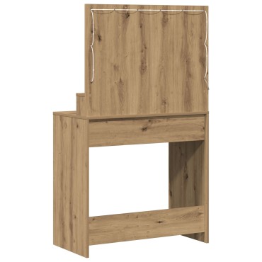 Καθρέπτης Μακιγιάζ με LED Φώτα vidaXL σε Artisan Oak 79x41x135cm