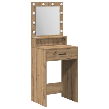 vidaXL Τραπέζι Μακιγιάζ με Φωτιστικά LED Ξύλο Artisan 50x41x135 εκ