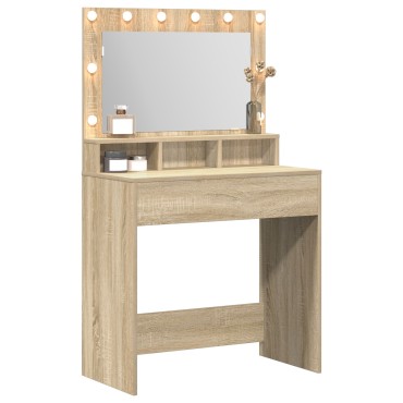 vidaXL Τουαλέτα με LED Φώτα Σομπάνα Δρυός 79x41x135 εκ 1 τεμ.
