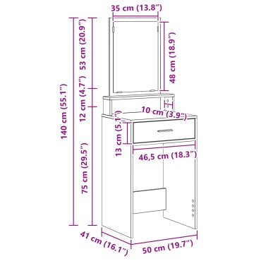 vidaXL Τουαλέτα με Συρτάρια Σομόνα Δρυς 50x41x140 εκ 1 τεμ.