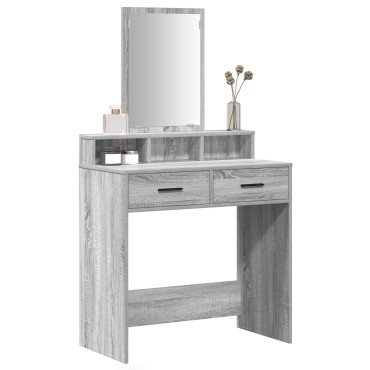 vidaXL Καθρέφτης με Συρτάρια Γκρι Σοναμά 79x41x140 εκ