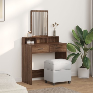 vidaXL Τραπέζι Μακιγιάζ με Συρτάρια Καφέ Δρυς 79x41x140cm