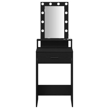 vidaXL Τραπεζάκι με LED Φωτισμό Μαύρη Δρυς 50x41x140cm