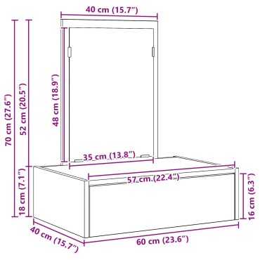 vidaXL Κρεμαστό τραπέζι ντυσίματος δρυός Sonoma 60x40x70cm