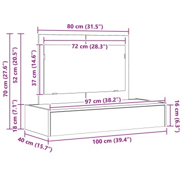 vidaXL Kρεβάτι τοίχου  από δρυ Σονόμα 100x40x70 εκ