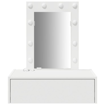vidaXL Τοίχου Τοποθετημένο Τραπέζι Μακιγιάζ με LED φώτα - Λευκό