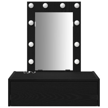 vidaXL Τραπεζάκι Μακιγιάζ Τοίχου με LED Φώτα - Μαύρη Δρυός
