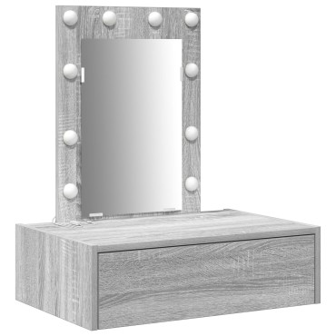 vidaXL Τοίχου Dressing Table με LED Φωτιστικά Γκρι Sonoma 60x40x70cm