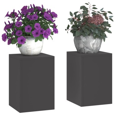 vidaXL Εξωτερικές Βάσεις Φυτών Pillar 2 τεμ Μαύρο 24x24x35 εκ Ατσάλι