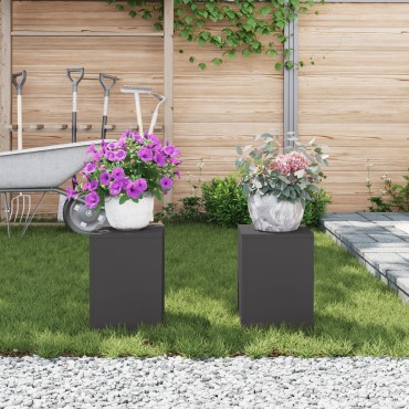 vidaXL Εξωτερικές Βάσεις Φυτών Pillar 2 τεμ Μαύρο 24x24x35 εκ Ατσάλι
