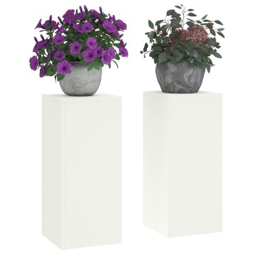 vidaXL Εξωτερικές Σταντ Φυτών σετ 2 σε λευκό, 24x24x55 εκ, Ατσάλι