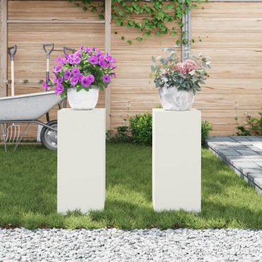 vidaXL Εξωτερικές Σταντ Φυτών σετ 2 σε λευκό, 24x24x55 εκ, Ατσάλι