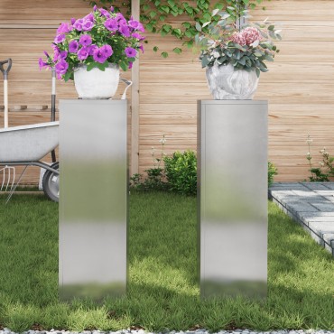 vidaXL Εξωτερικοί Στηρίγματα Φυτών Στήλη 2 τμχ 24x24x75 εκ Ανοξείδωτο ατσάλι