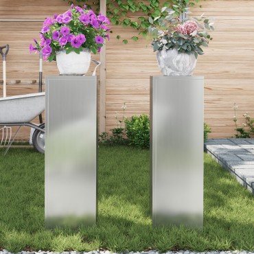 vidaXL Υπαίθρια Σταντ Φυτών Πυλώνας 2 τμχ 24x24x75 εκ Γαλβανισμένο Ατσάλι