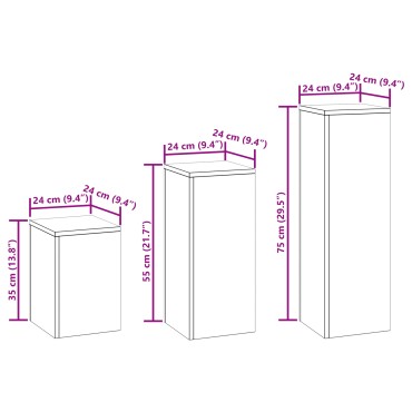 VidaXL Εξωτερικές βάσεις φυτών Pillar 3 pcs Λευκό Ατσάλι