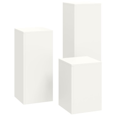 VidaXL Εξωτερικές βάσεις φυτών Pillar 3 pcs Λευκό Ατσάλι