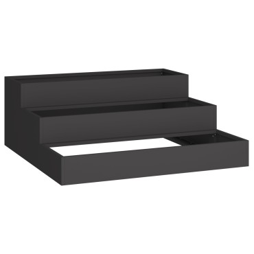 vidaXL Γλάστρα Κήπου 3-Επίπεδη 90x90x35 εκ Μαύρο Ατσάλι