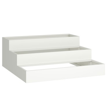vidaXL Γλάστρα Κήπου 3-Επιπέδων 90x90x35 εκ Λευκός Χάλυβας
