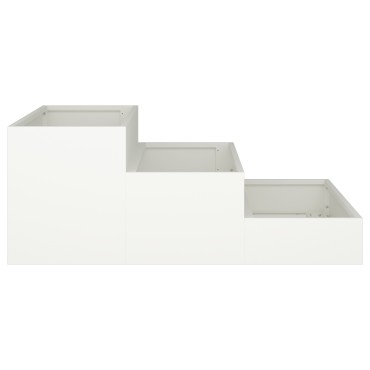 vidaXL Γλάστρα Κήπου 3-Επιπέδων 90x90x35 εκ Λευκός Χάλυβας
