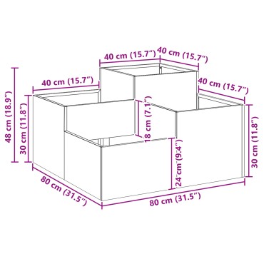 vidaXL Γλάστρα Κήπου 80x80x48 εκ Μαύρο Ατσάλι