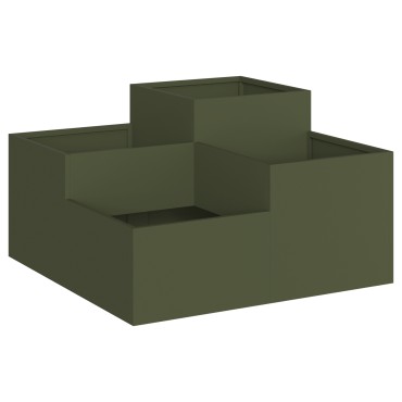 vidaXL Γλάστρα Κήπου 80x80x48 εκ. Ελαιόχρωμο Ατσάλι