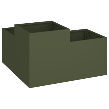 vidaXL Γλάστρα Κήπου 80x80x48 εκ. Ελαιόχρωμο Ατσάλι